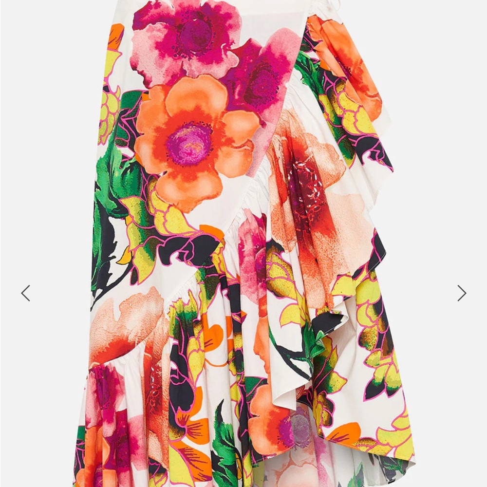 Camilla Floral Multicolor Ruffle Wrap Skirt “Pretty as a Poppy”